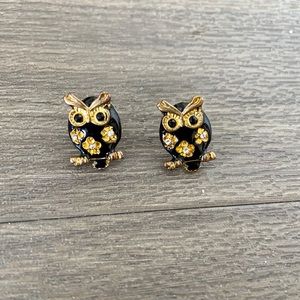 Betsey black owl earrings